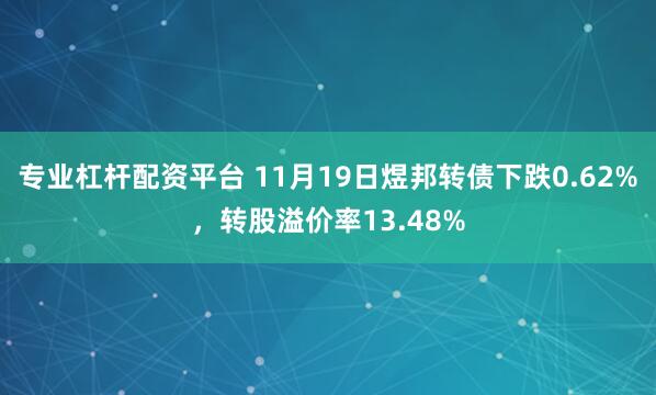 专业杠杆配资平台 11月19日煜邦转债下跌0.62%，转股溢价率13.48%
