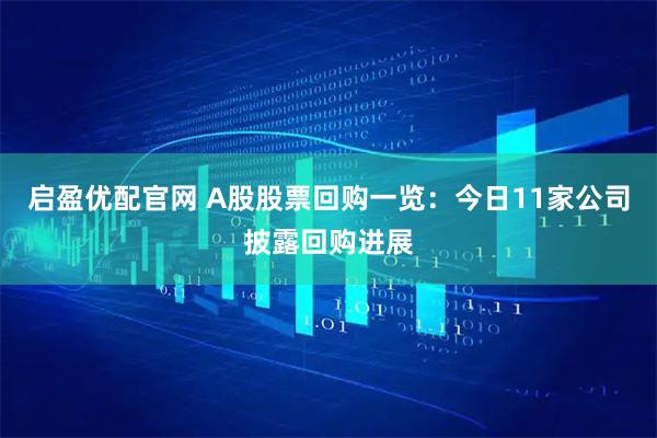 启盈优配官网 A股股票回购一览：今日11家公司披露回购进展